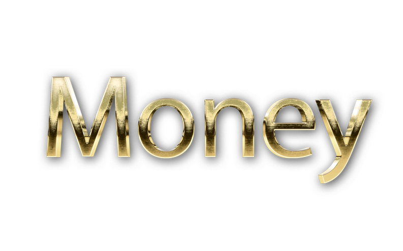 3D WORD MONEY gold text effects art typography PNG images free